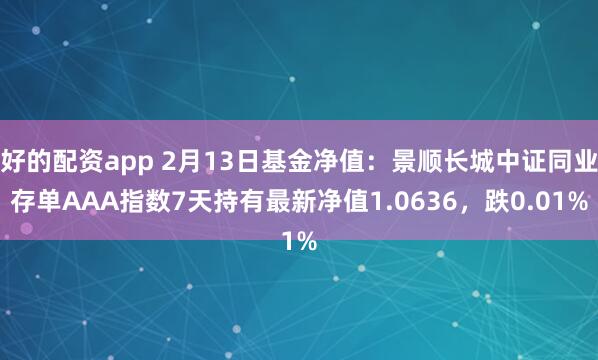 好的配资app 2月13日基金净值：景顺长城中证同业存单AAA指数7天持有最新净值1.0636，跌0.01%