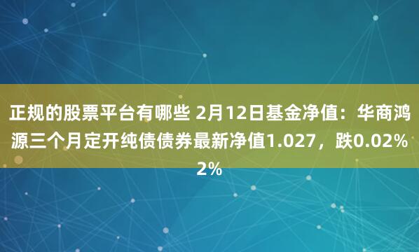 正规的股票平台有哪些 2月12日基金净值：华商鸿源三个月定开纯债债券最新净值1.027，跌0.02%