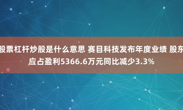 股票杠杆炒股是什么意思 赛目科技发布年度业绩 股东应占盈利5366.6万元同比减少3.3%