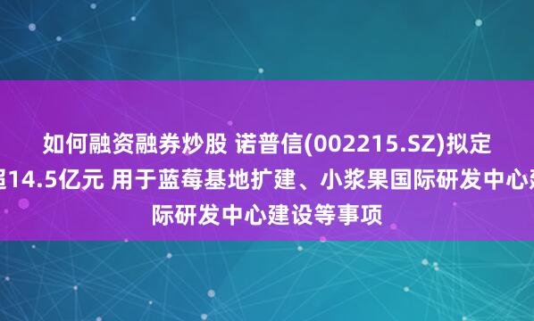 如何融资融券炒股 诺普信(002215.SZ)拟定增募资不超14.5亿元 用于蓝莓基地扩建、小浆果国际研发中心建设等事项